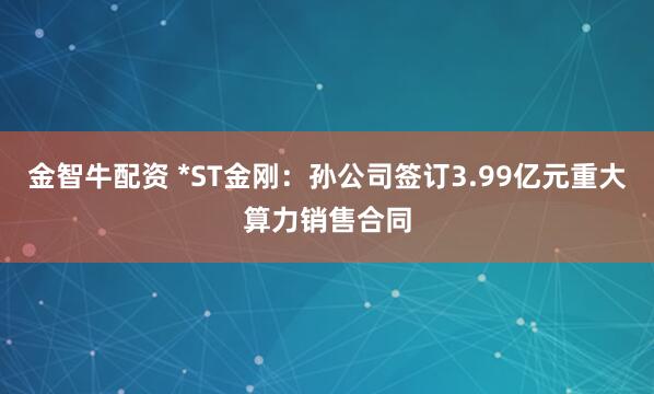 金智牛配资 *ST金刚：孙公司签订3.99亿元重大算力销售合同